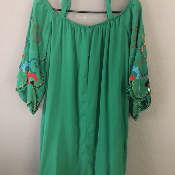 Green Cold Shoulder Summer Dress Size M - Picture 4 of 4